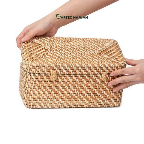 Rattan Export Wholesale Rattan Basket with lid for HORECA, Office Hospitality, and Retail - REX-GSF-260059
