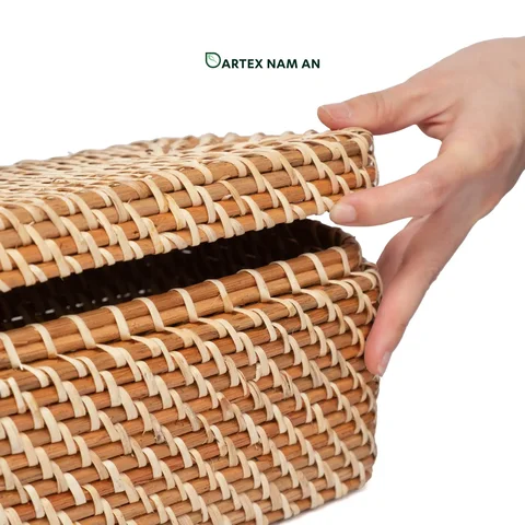 Rattan Export Wholesale Rattan Basket with lid for HORECA, Office Hospitality, and Retail - REX-GSF-260059