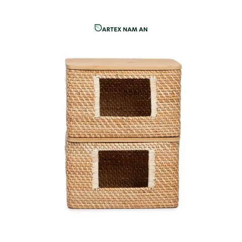 Rattan Export Stackable Wholesale Rattan Basket with Bamboo Lid for HORECA, Office, and Home Retail - REX-GSF-260065