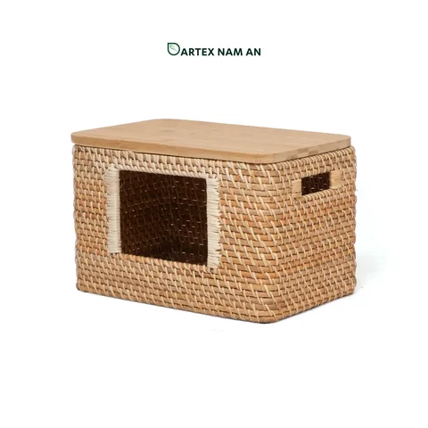 Rattan Export Stackable Wholesale Rattan Basket with Bamboo Lid for HORECA, Office, and Home Retail - REX-GSF-260065