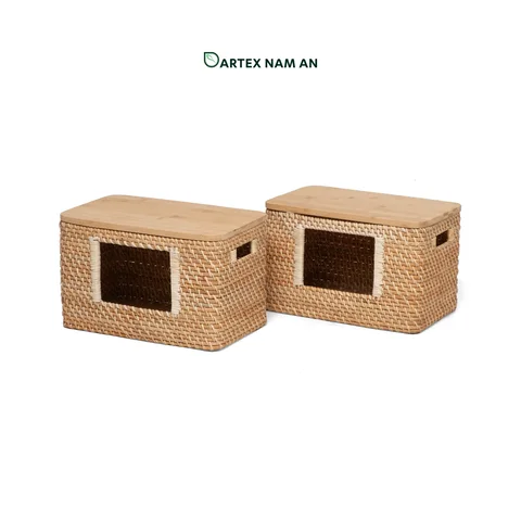 Rattan Export Stackable Wholesale Rattan Basket with Bamboo Lid for HORECA, Office, and Home Retail - REX-GSF-260065