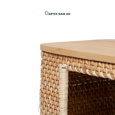 Rattan Export Stackable Wholesale Rattan Basket with Bamboo Lid for HORECA, Office, and Home Retail - REX-GSF-260065