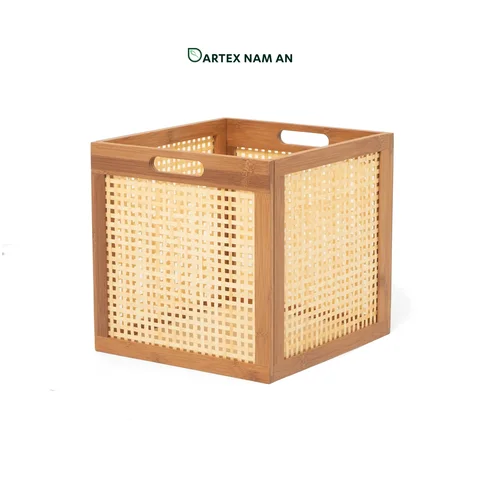 Rattan Export Knock-Down Natural Bamboo Wholesale Storage Basket for HORECA, Corporate Office, and Retail Distribution - REX-GSF-260067