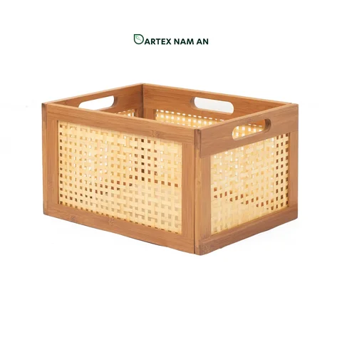 Rattan Export Natural Bamboo Wholesale Storage Basket, Cube Basket Collapsible for HORECA, Office, and Retail - REX-GSF-260068