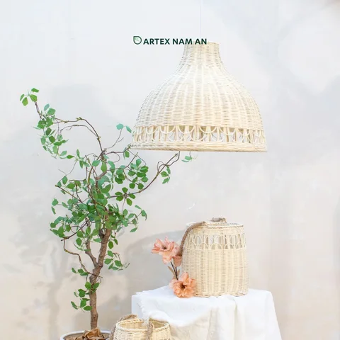 Rattan Export Rattan Pendant Lampshade Wholesale in White For Decoration - REX-LI-241002-003-RT