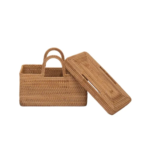 Rattan Export Natural Rattan Storage Basket Wholesale with Lid Premium Design - REX-RT0100018701ME