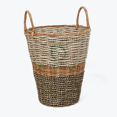 Rattan Export Large Seagrass Basket Bin With Handles - REX-SG0100011101