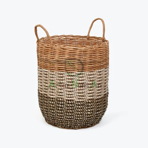 Rattan Export Seagrass Wholesale Storage Basket with Handles for HORECA, Corporate, and Retail Sourcing - REX-SG0400000601