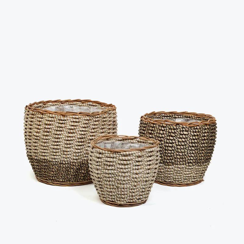 Rattan Export Premium-Grade Wholesale Planter Set made from Seagrass for HORECA, Corporate Office, and Home Retail - REX-SG1300003801ST
