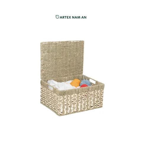 Rattan Export Palm Leaf x Seagrass Storage Basket Wholesale in Set of 3 for Home, Office and HORECA Organization - REX-ST-2409-01-30-PT