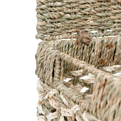Rattan Export Palm Leaf x Seagrass Storage Basket Wholesale in Set of 3 for Home, Office and HORECA Organization - REX-ST-2409-01-30-PT