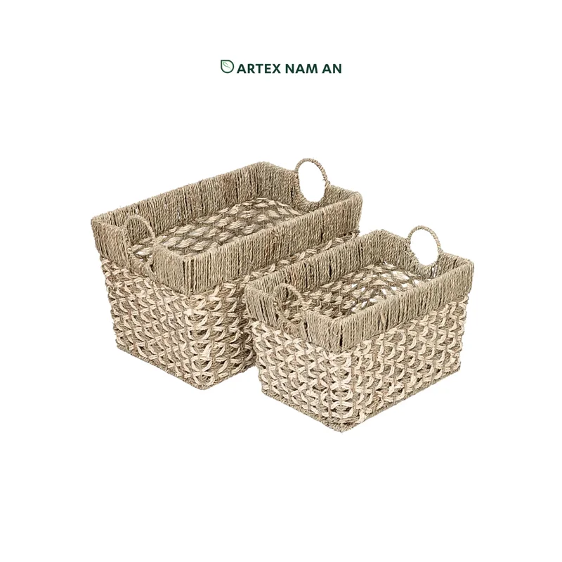Rattan Export Wholesale Storage Basket Made from Seagrass in Set of 3 for Laundry, Toys and Home Organization, Wedding, HORECA and Retail Display - REX-ST-2409-01-34-PT