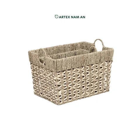 Rattan Export Wholesale Storage Basket Made from Seagrass in Set of 3 for Laundry, Toys and Home Organization, Wedding, HORECA and Retail Display - REX-ST-2409-01-34-PT