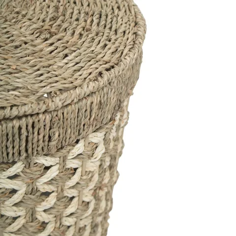 Rattan Export Wholesale Bin Made from Seagrass and Palm leaf with lid for Home, Office, HORECA and Retail Organization - REX-ST-2409-01-35-PT