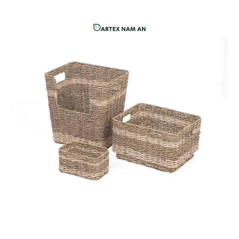 Rattan Export Wholesale Storage Basket Stacked Set made from Seagrass and Palm Leaf - REX-TF26-0020
