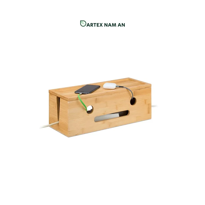 Rattan Export Storage Containers in Bulk for Charging Station in FSC Bamboo for Home, Office and HORECA Organization - REX-TF26-00203