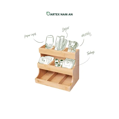Rattan Export Storage Containers in Bulk made from FSC Bamboo for Coffee Capsule and Tea Bag Organization - REX-TF26-00207
