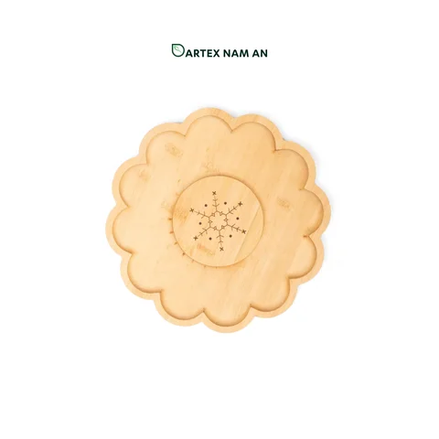 Rattan Export Wholesale Bamboo Serving Tray with Laser Engrave Decoration for Charcuterie, Kitchen and HORECA Dining - REX-TF26-00211