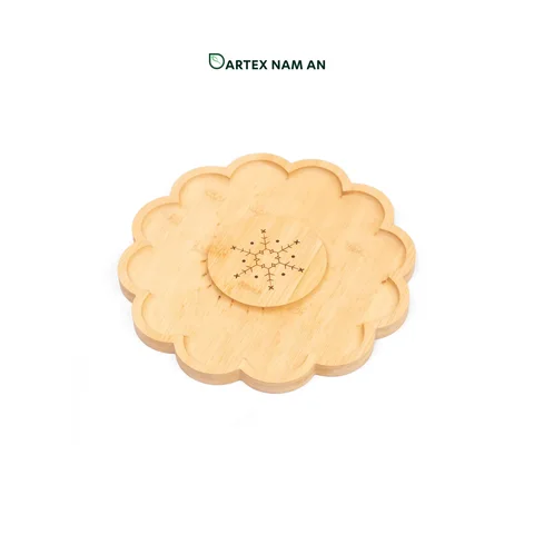 Rattan Export Wholesale Bamboo Serving Tray with Laser Engrave Decoration for Charcuterie, Kitchen and HORECA Dining - REX-TF26-00211