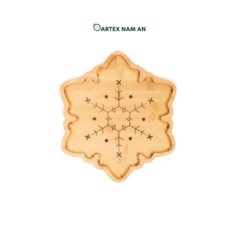 Rattan Export Wholesale Bamboo Serving Tray with Laser Engraved Christmas Decoration for Home, Office and HORECA Dining - REX-TF26-00212