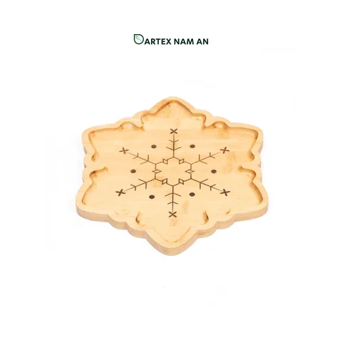 Rattan Export Wholesale Bamboo Serving Tray with Laser Engraved Christmas Decoration for Home, Office and HORECA Dining - REX-TF26-00212