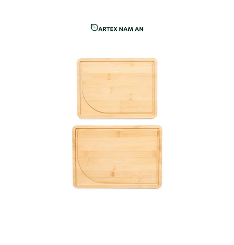 Rattan Export Wholesale Bamboo Serving Tray Set of 2 with Juice Groove for Charcuterie, Kitchen and HORECA Dining - REX-TF26-00213