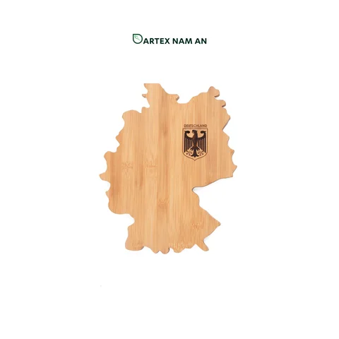 Rattan Export Wholesale Bamboo Serving Tray with Laser Engraved Germany Map for Home, Office and HORECA - REX-TF26-00221