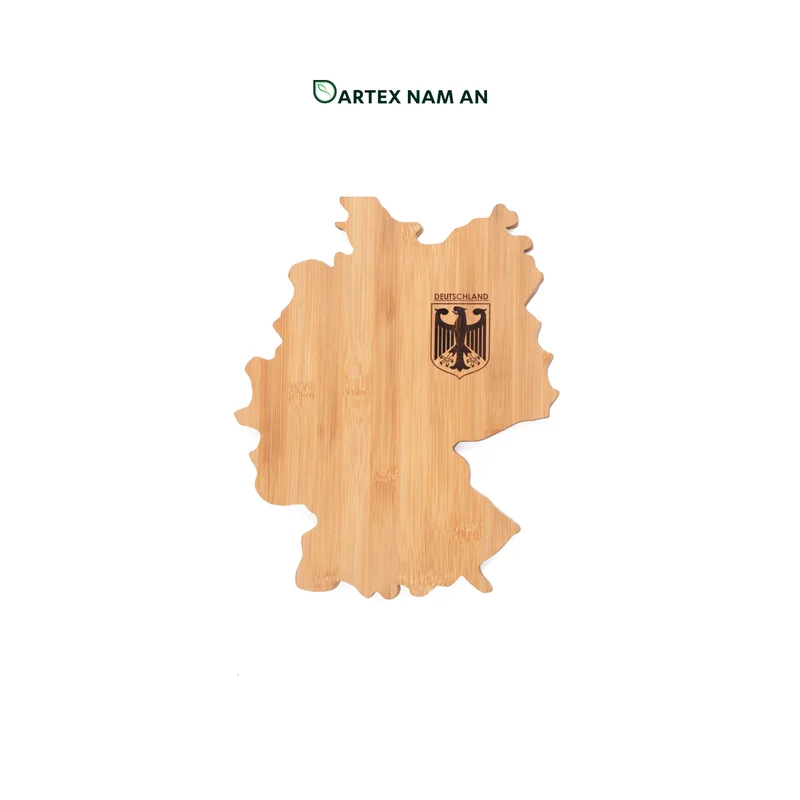 Rattan Export Wholesale Bamboo Serving Tray with Laser Engraved Germany Map for Home, Office and HORECA - REX-TF26-00221