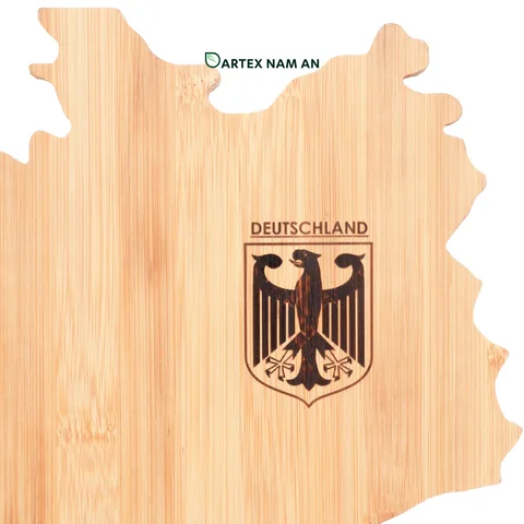 Rattan Export Wholesale Bamboo Serving Tray with Laser Engraved Germany Map for Home, Office and HORECA - REX-TF26-00221