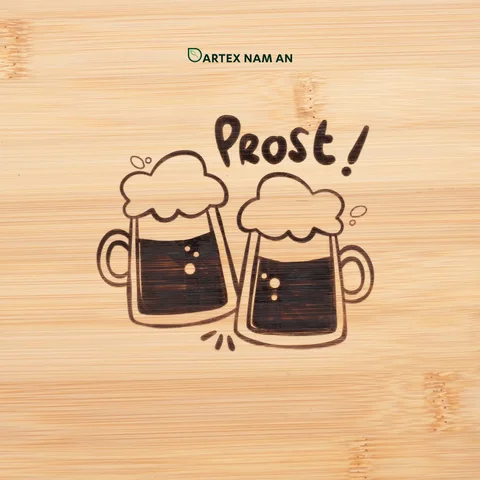 Rattan Export Wholesale Bamboo Serving Tray with Laser Engraved Oktoberfest Theme for Home, Bar and HORECA Dining - REX-TF26-00227