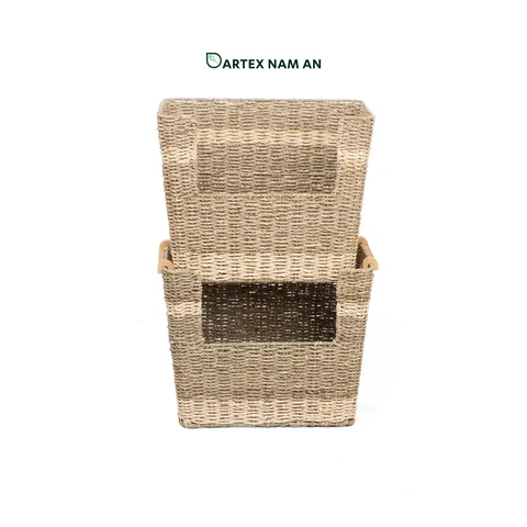 Rattan Export Wholesale Laundry Basket made from Seagrass and Palm Leaf with Bamboo Support - REX-TF26-0023