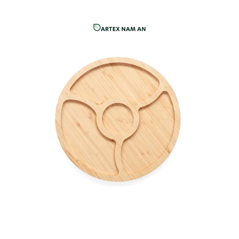 Rattan Export Wholesale Bamboo Serving Tray, Round Shape for Charcuterie, Kitchen and HORECA Dining Service - REX-TF26-00240