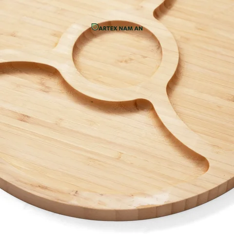 Rattan Export Wholesale Bamboo Serving Tray, Round Shape for Charcuterie, Kitchen and HORECA Dining Service - REX-TF26-00240