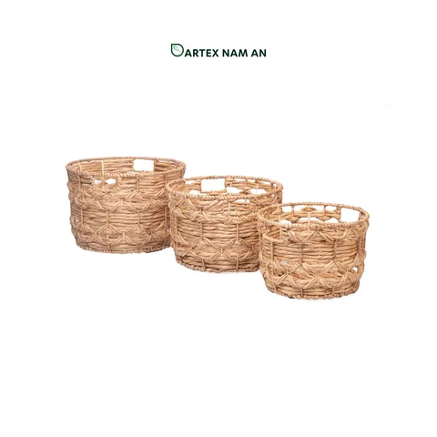 Rattan Export Wholesale Storage Basket made from Water Hyacinth for Home, Office, HORECA and Retail Organization - REX-TF26-0025