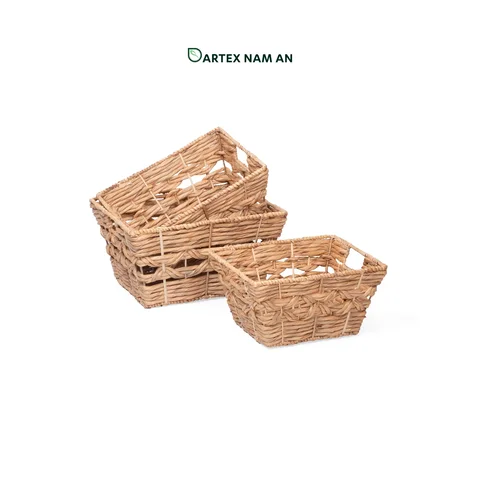 Rattan Export Wholesale Storage Basket made from Water Hyacinth for Home, Office, HORECA and Retail Organization - REX-TF26-0026