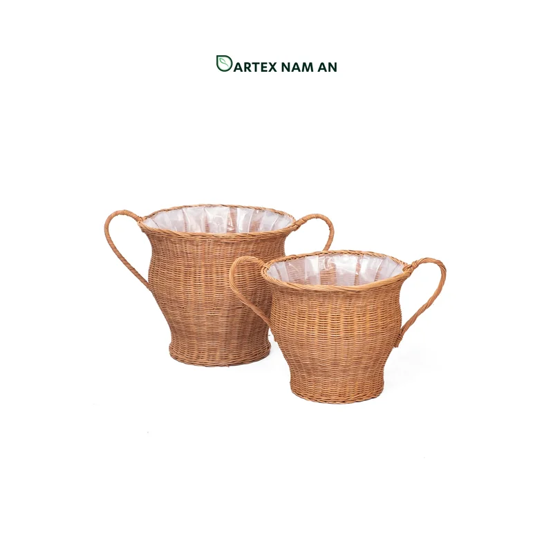 Rattan Export Wholesale Planter made from Rattan with Handles, Mediterranean Inspired for Indoor Garden, Home, Office and HORECA Décor - REX-TF26-0028