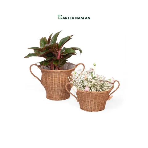 Rattan Export Wholesale Planter made from Rattan with Handles, Mediterranean Inspired for Indoor Garden, Home, Office and HORECA Décor - REX-TF26-0028