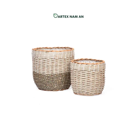 Rattan Export Wholesale Planter made from Seagrass and Rattan in set of 2 for Indoor Garden, Home, Office and HORECA Décor - REX-TF26-0031