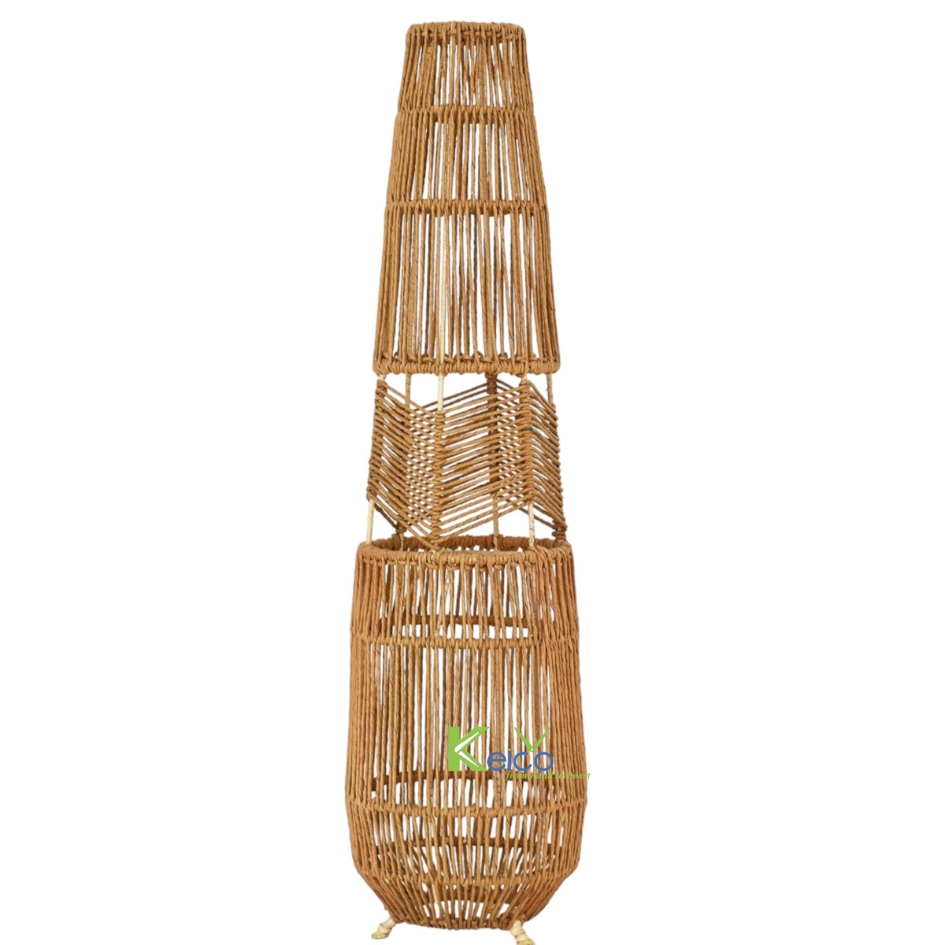 Rattan Export Đèn sàn mây thiết kế mới cho trang trí sang trọng, có kệ dưới - REX-KC24022601