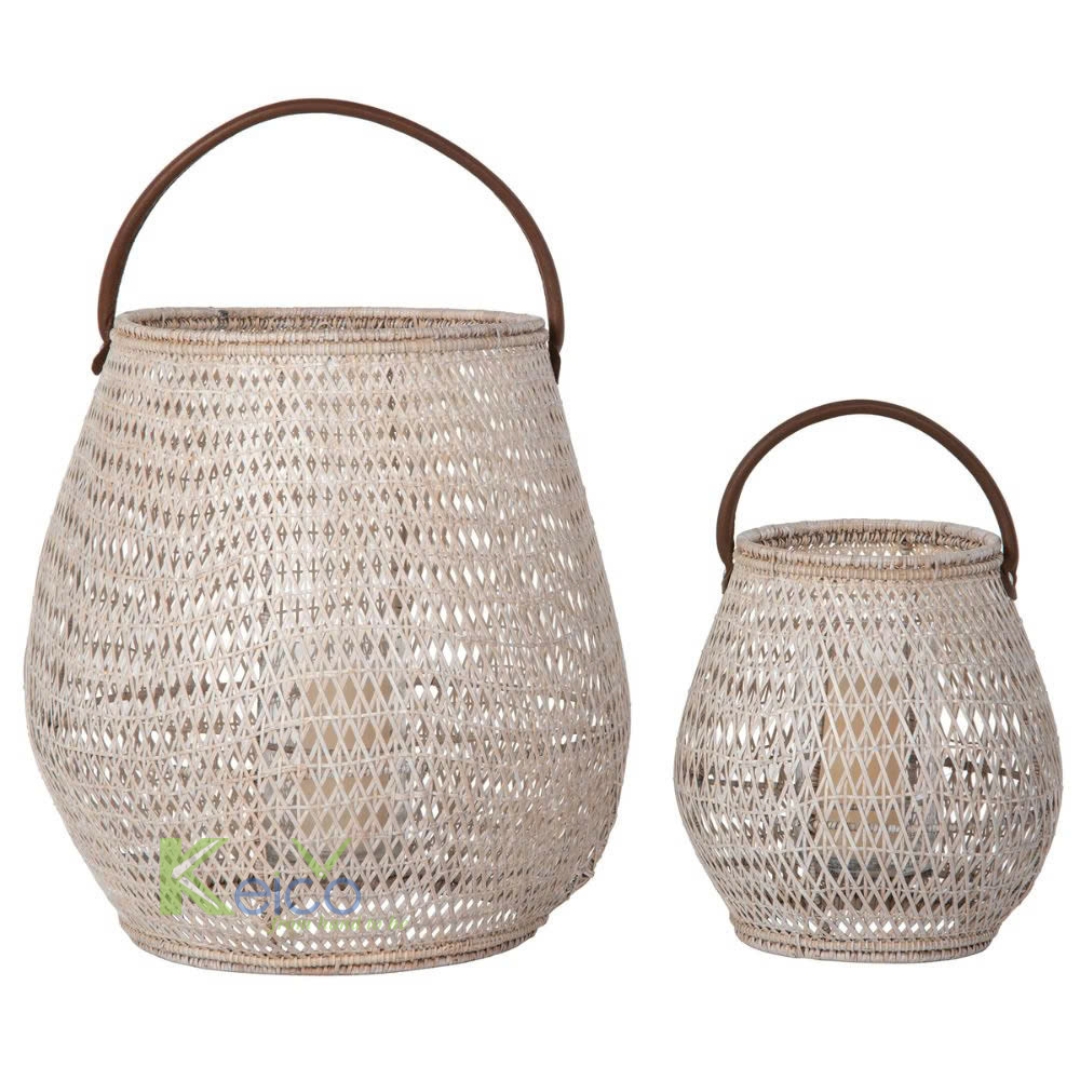 Rattan Export Colección de faroles de ratán 2025, farol Dream blanco redondeado, 2 tamaños - REX-24111503