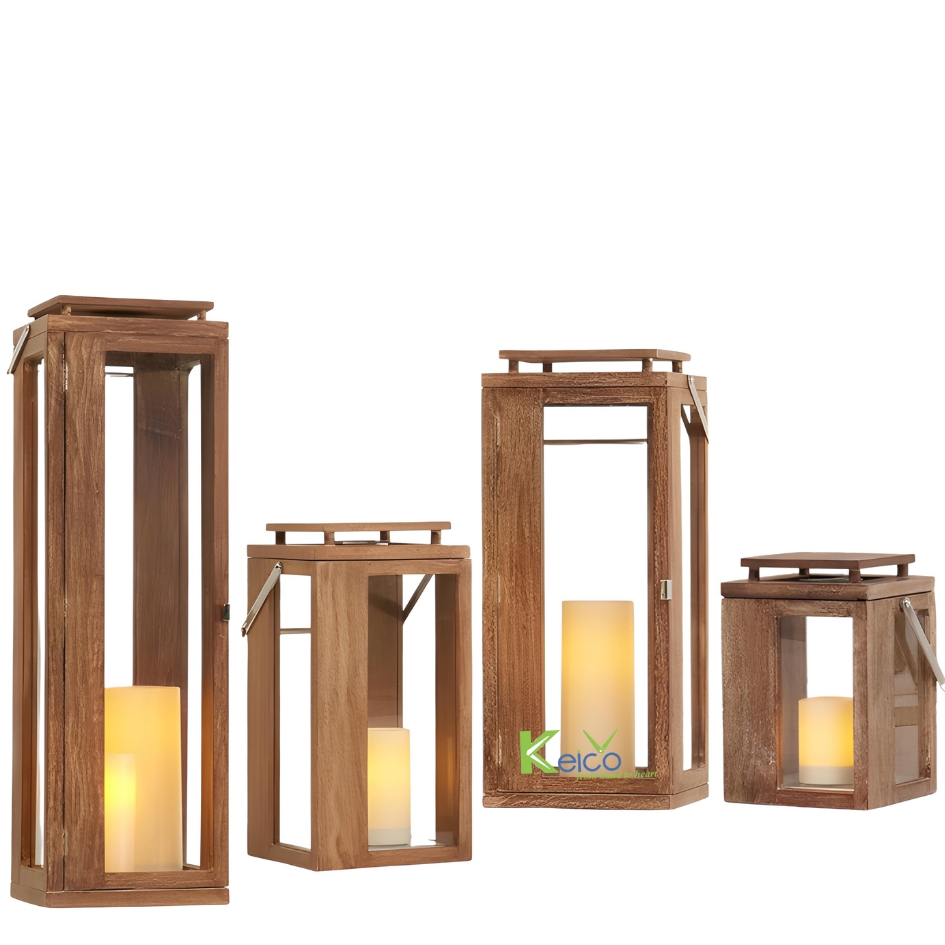 Rattan Export Nueva colección exterior – Farol de madera para iluminación y decoración de jardín - REX-8424030202-1