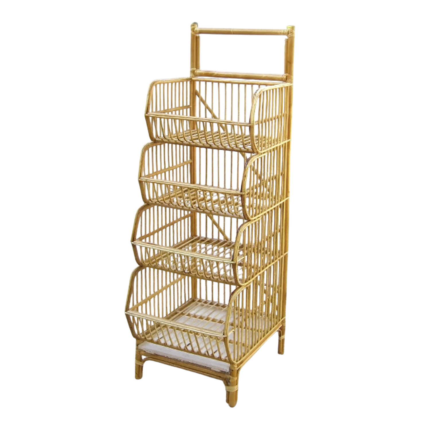 Rattan Export Natural rattan bread display rack with a removable crumb tray. - REX-KC25111801