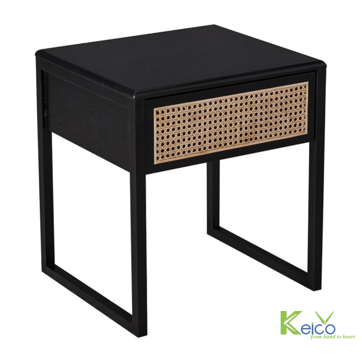 Rattan Export Tủ đầu giường có ngăn kéo mây, chân gỗ chữ U nguyên khối - REX-2309111988