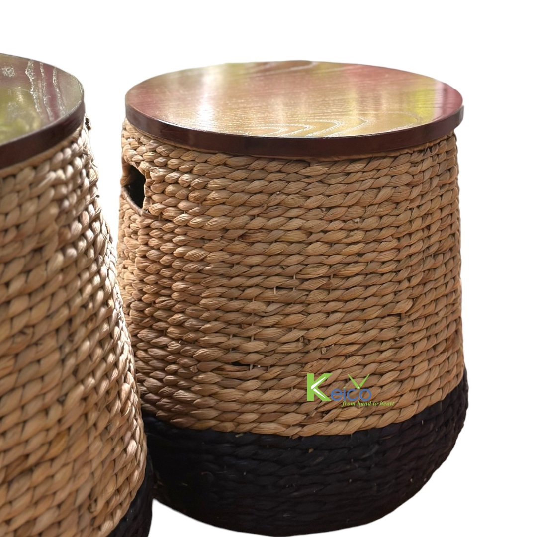 Rattan Export Bàn phụ lục bình mặt gỗ, sản phẩm thủ công - REX-BKHTR2422127-1-2