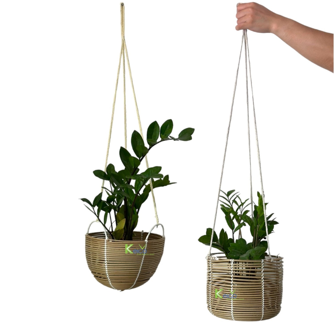 Rattan Export Fioriera sospesa da esterno in rattan sintetico, cesto sospeso in 2 forme - REX-8424030202-2-1-2