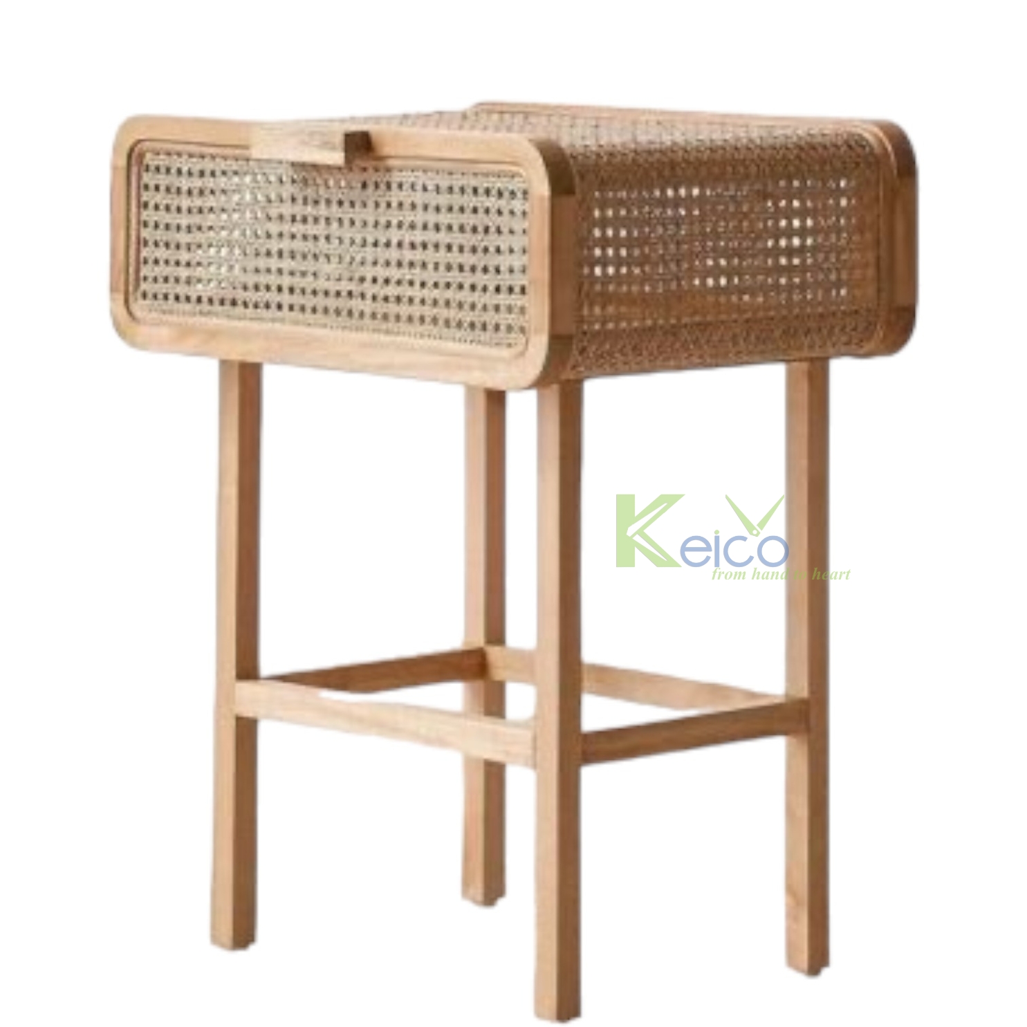 Rattan Export Tủ đầu giường gỗ có ngăn kéo lưới mây và kệ mở KC23120701 - REX-8423091512-1