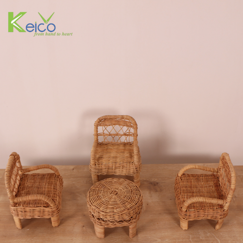 Rattan Export Wholesale rattan kids room decor 3 chairs and 1 coffee table made in Vietnam - REX-8423071441