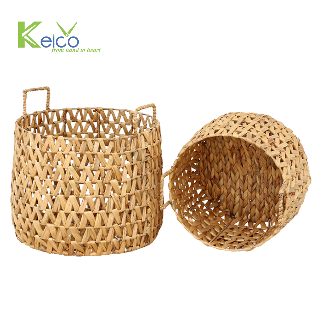 Rattan Export Wholesale woven decorative water hyacinth basket made in Vietnam new collection - REX-8423061013