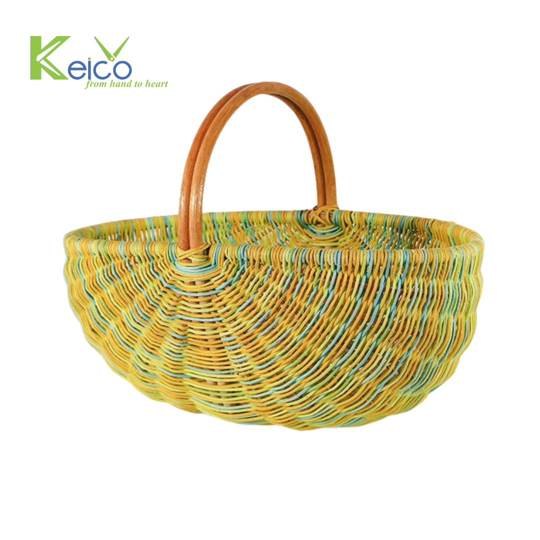 Rattan Export Wholesale rattan green color picnic basket 50x33x37cm made in Vietnam - REX-8423060717