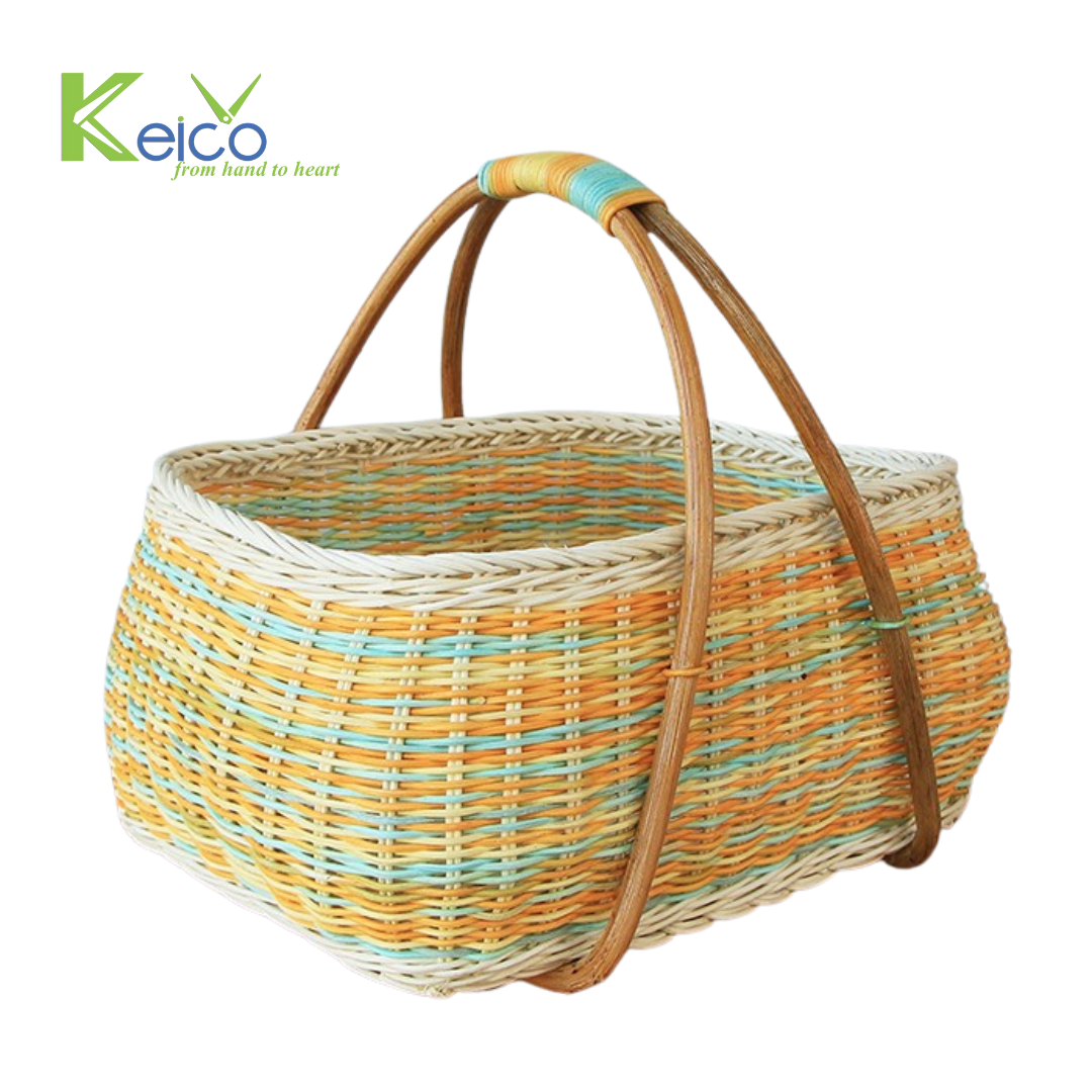 Rattan Export Wholesale rattan colored picnic basket 45x34x40cm made in Vietnam - REX-8423060715